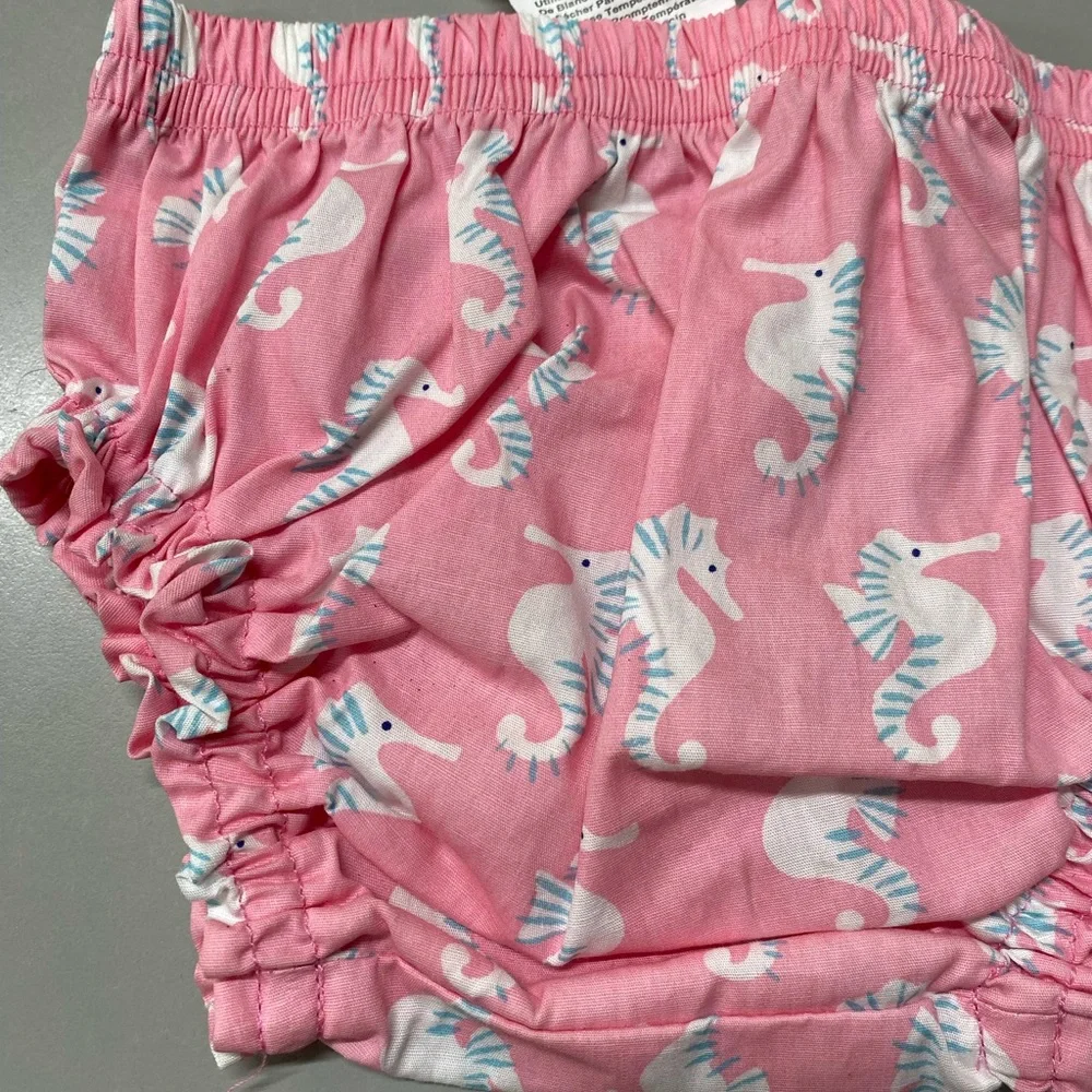 Pottery Barn Pink and White seahorses Print Diaper Covers size 6-12m NWT